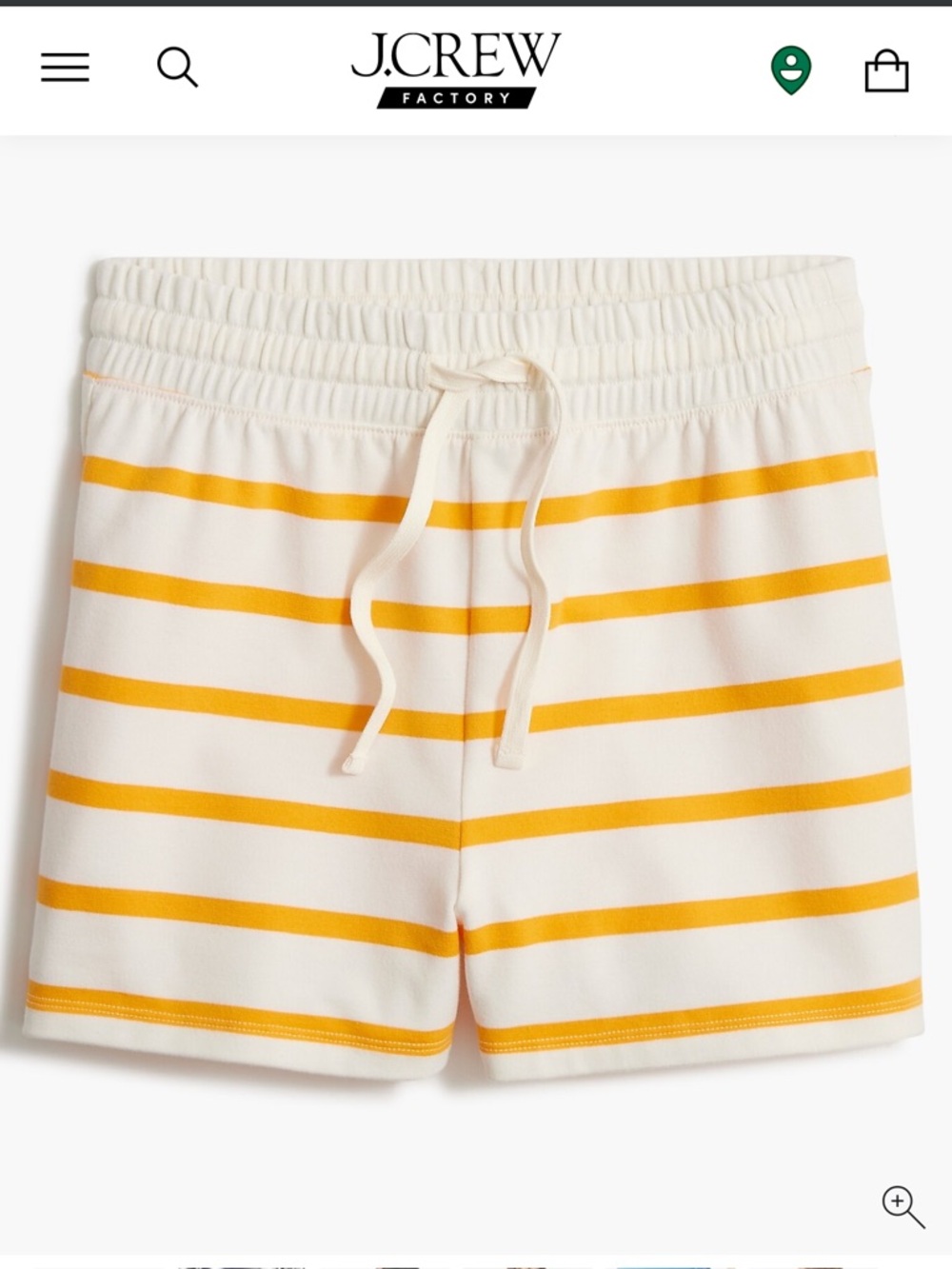 J. Crew Factory Cream and Yellow Striped Women’s Summer Lounge Shorts Medium
